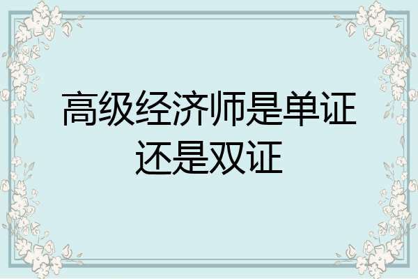 高级经济师是单证还是双证