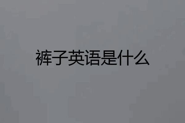 裤子英语是什么
