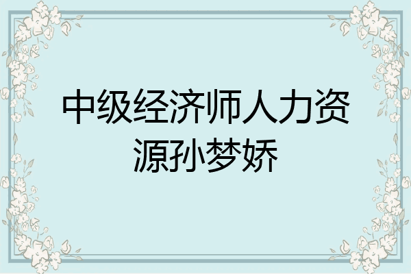 中级经济师人力资源孙梦娇