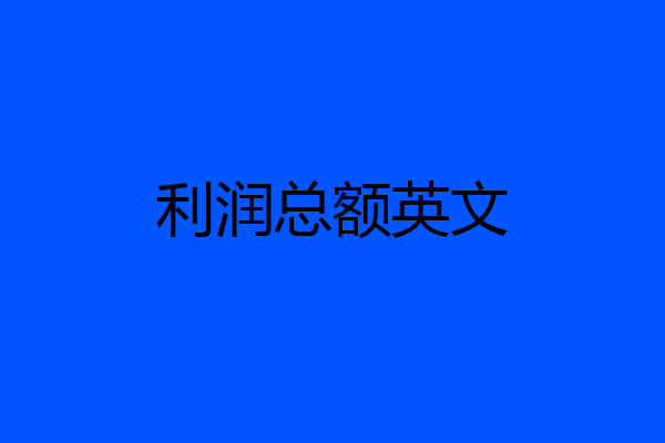 利润总额英文