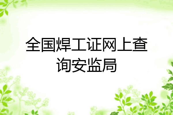全国焊工证网上查询安监局