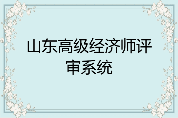山东高级经济师评审系统
