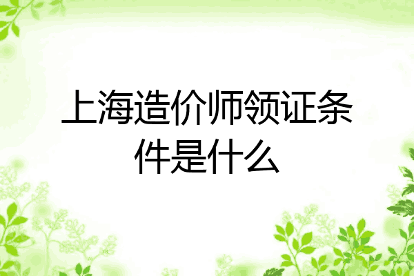 上海造价师领证条件是什么