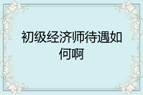 初级经济师待遇如何啊