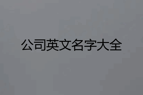 公司英文名字大全