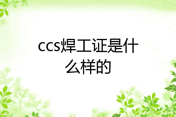 ccs焊工证是什么样的