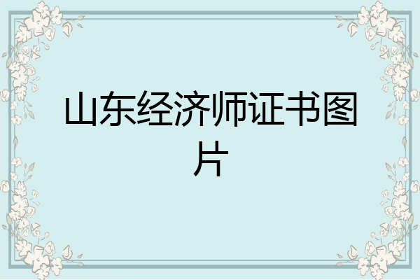 山东经济师证书图片