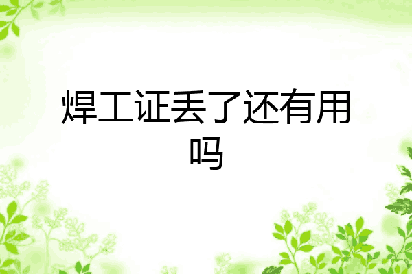 焊工证丢了还有用吗