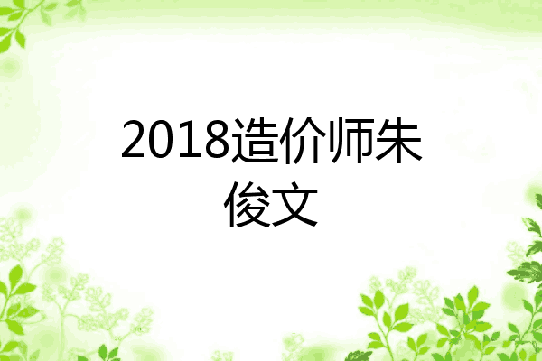 2018造价师朱俊文