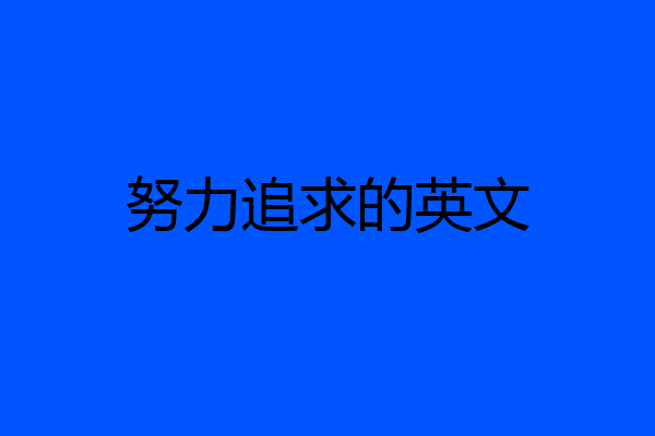 努力追求的英文