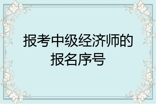 报考中级经济师的报名序号