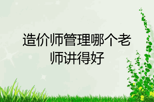 造价师管理哪个老师讲得好