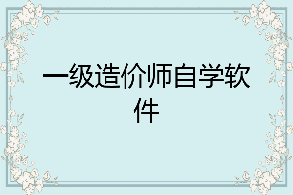 一级造价师自学软件