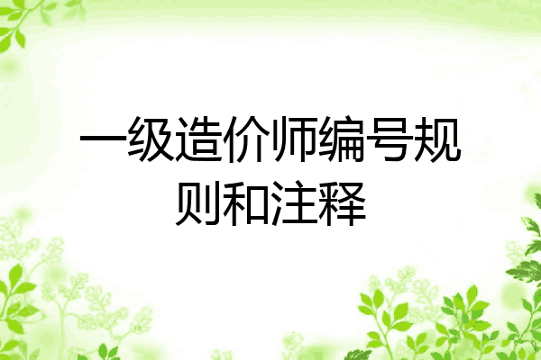 一级造价师编号规则和注释