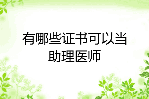 有哪些证书可以当助理医师