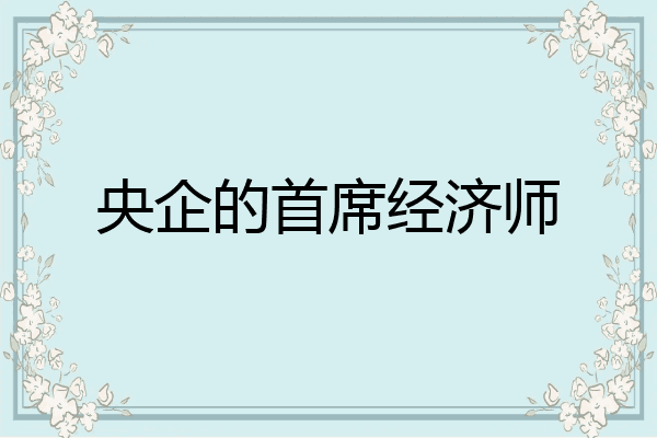 央企的首席经济师