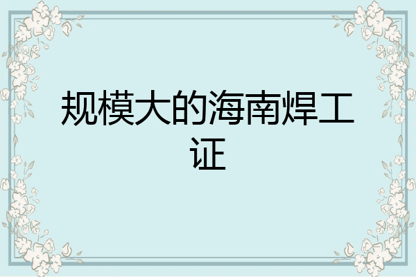 规模大的海南焊工证