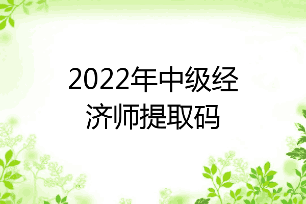 2022年中级经济师提取码