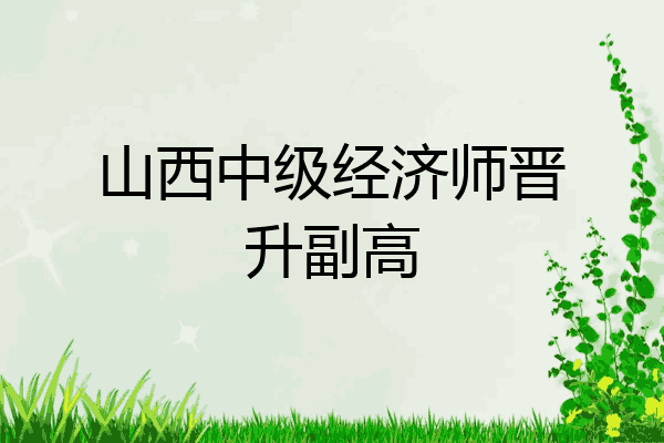 山西中级经济师晋升副高