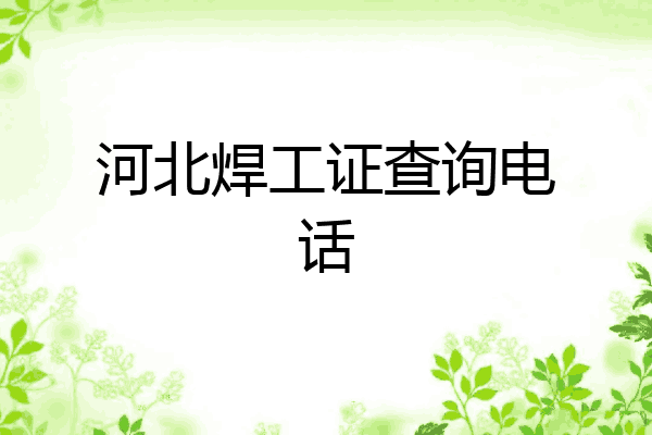 河北焊工证查询电话