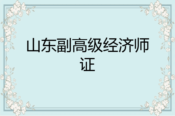 山东副高级经济师证