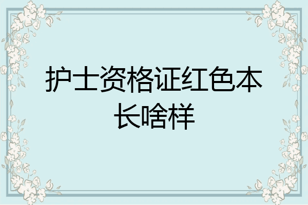 护士资格证红色本长啥样