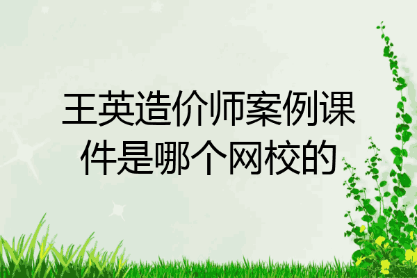王英造价师案例课件是哪个网校的