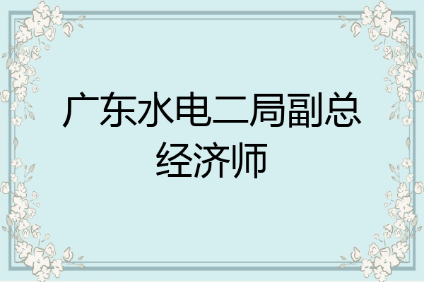 广东水电二局副总经济师