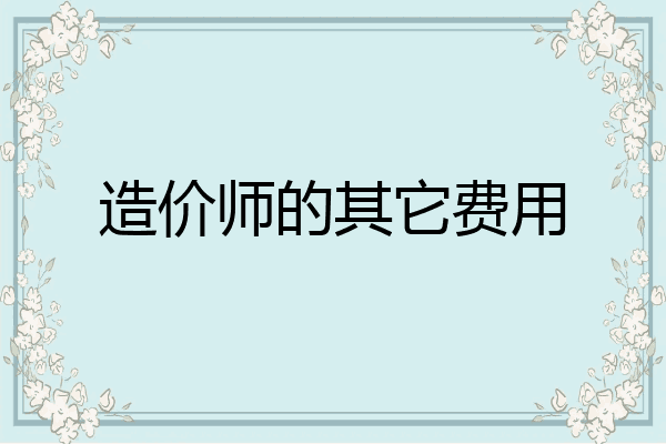 造价师的其它费用
