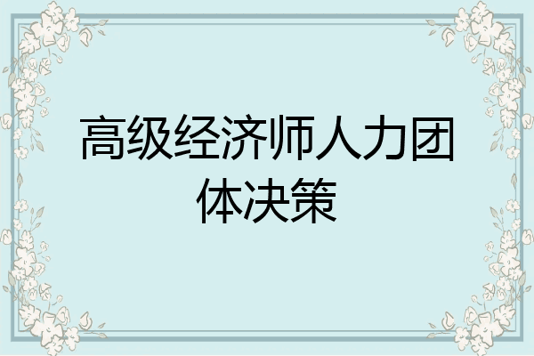 高级经济师人力团体决策