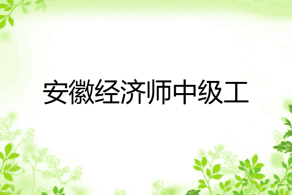 安徽经济师中级工