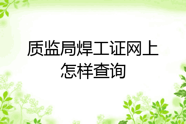质监局焊工证网上怎样查询