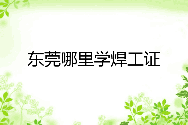东莞哪里学焊工证
