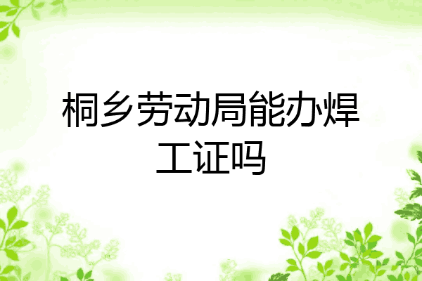 桐乡劳动局能办焊工证吗