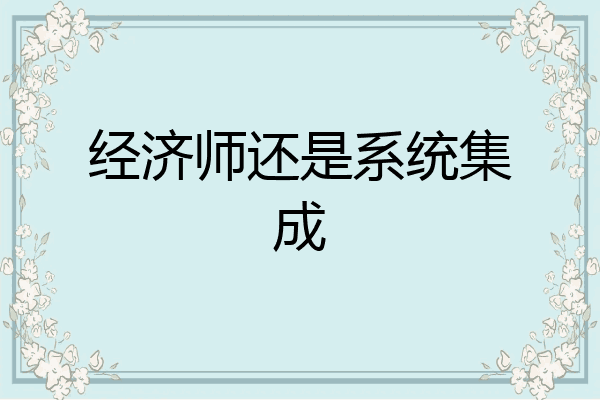经济师还是系统集成