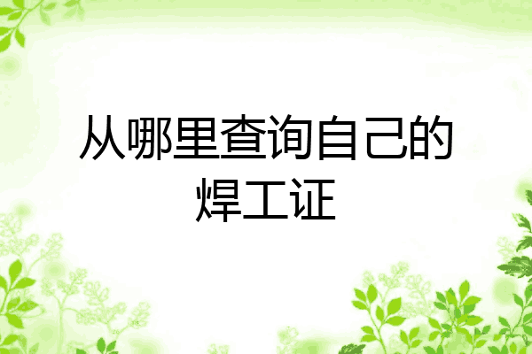 从哪里查询自己的焊工证