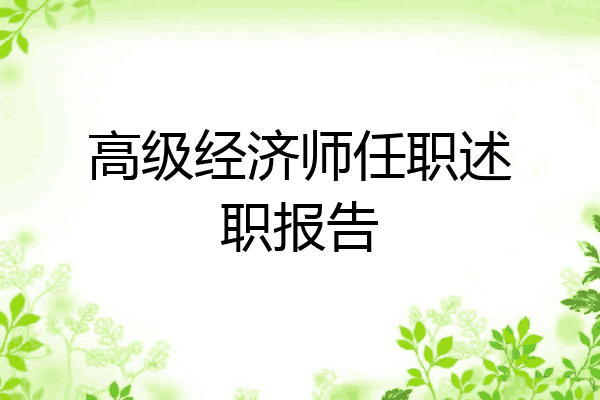 高级经济师任职述职报告