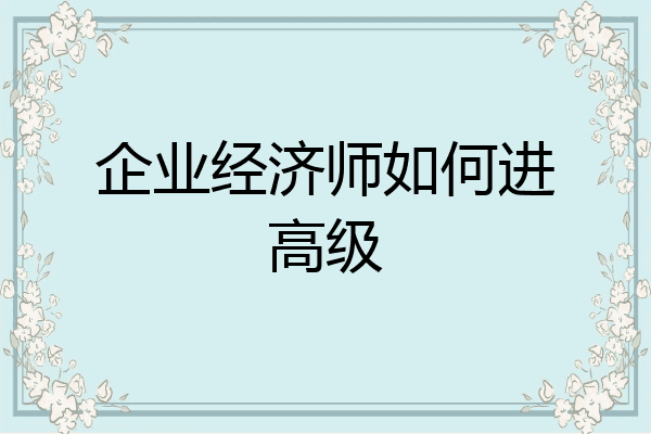 企业经济师如何进高级