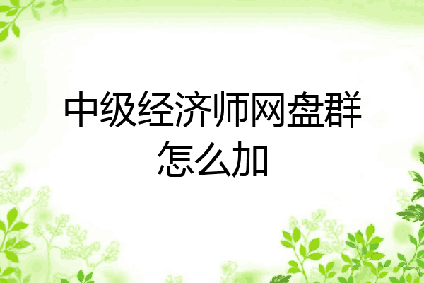 中级经济师网盘群怎么加