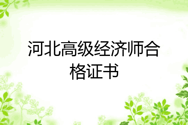河北高级经济师合格证书