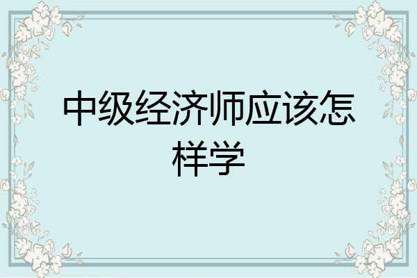 中级经济师应该怎样学