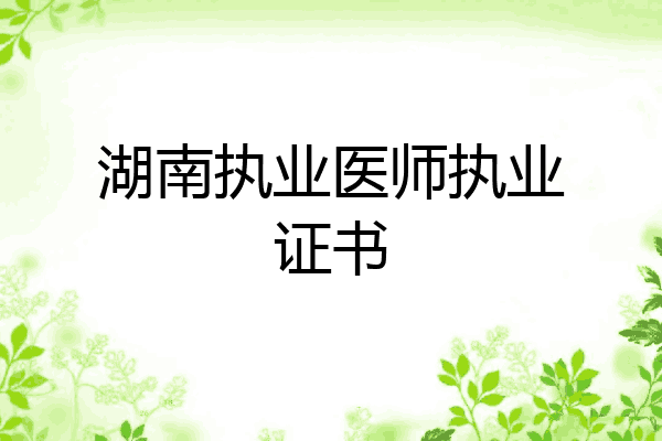 湖南执业医师执业证书