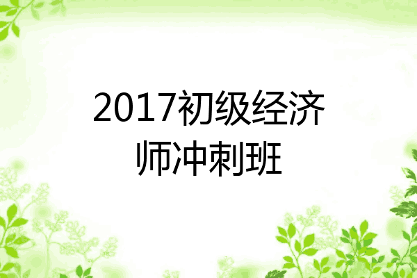 2017初级经济师冲刺班