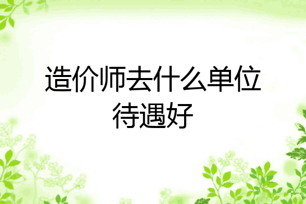 造价师去什么单位待遇好