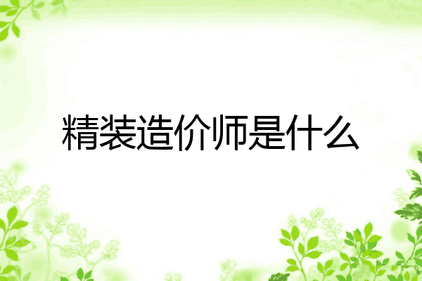 精装造价师是什么
