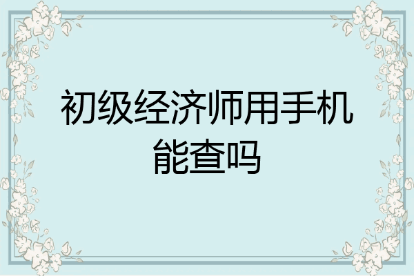 初级经济师用手机能查吗