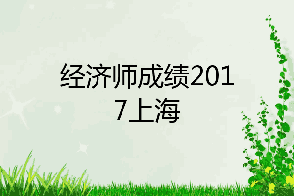 经济师成绩2017上海