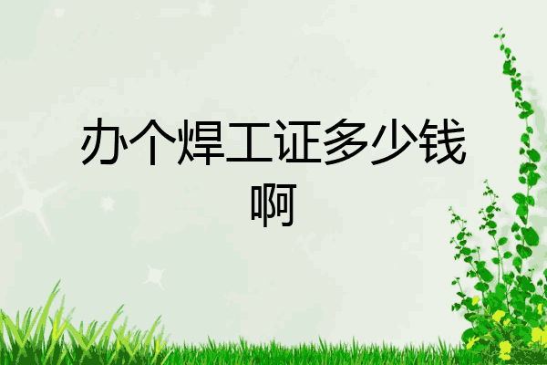 办个焊工证多少钱啊