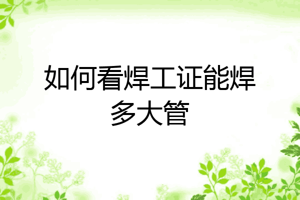 如何看焊工证能焊多大管
