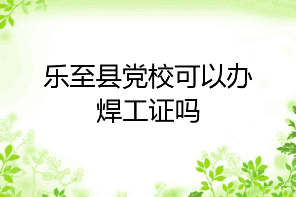 乐至县党校可以办焊工证吗